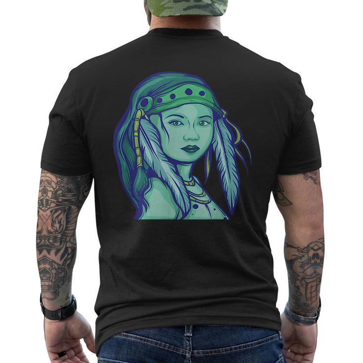 Native American Girl Gift Female Indian Pride  Mens Back Print T-shirt