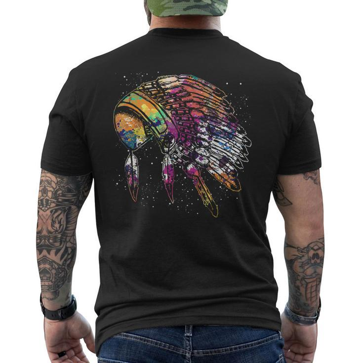 Native American Heritage Colorful Headdress Native American Men's T-shirt Back Print