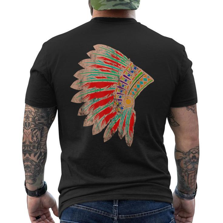 Native American Indian Tribes Feather Headdress Pride Chief  Mens Back Print T-shirt