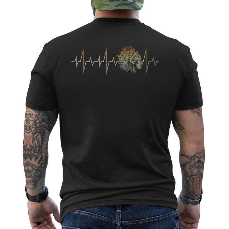 Native Indian Headdress Indigenous Heartbeat Native American Men's T-shirt Back Print