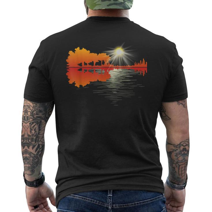 Nature Guitar Lake Shadow Love Guitar Musician Guitar Lover  Mens Back Print T-shirt
