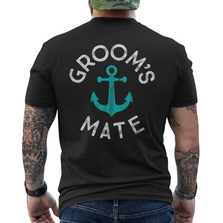 Nautical Groomsmen Gift Wedding Party Grooms Mate Anchor  Mens Back Print T-shirt