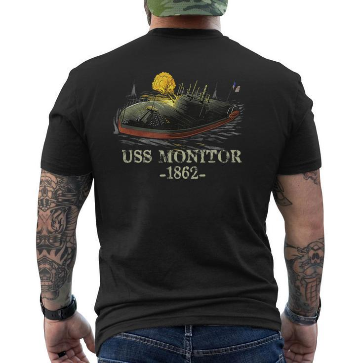 Naval History American Civil War Uss Monitor Ironclad Ship Mens Back Print T-shirt
