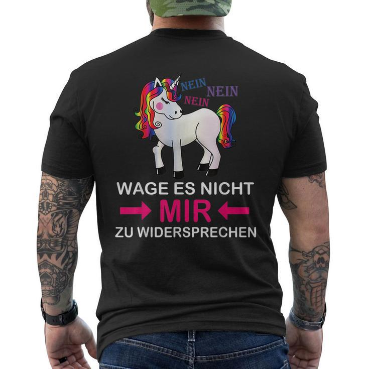 Neinhorn Unicorn Parody Dare It Nicht Mir Zu Recharge  Mens Back Print T-shirt