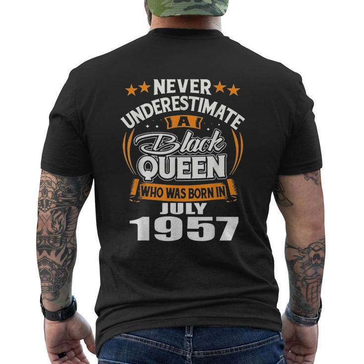 Never Underestimate A Black Queen Born In July 1957 Black Queen Funny Gifts Mens Back Print T-shirt