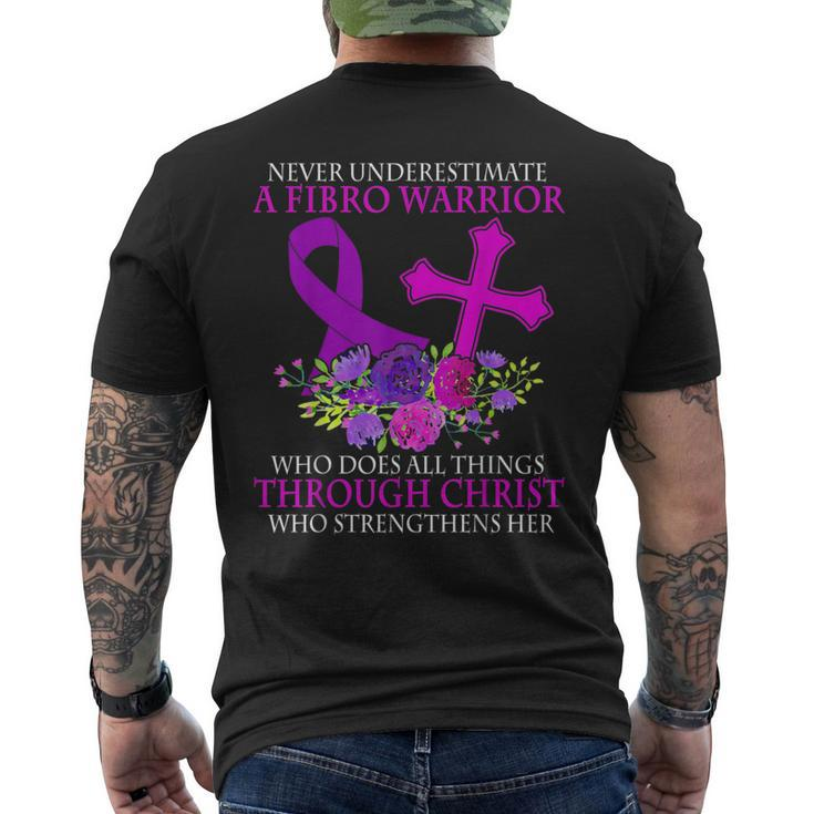 Never Underestimate A Fibro Warrior Fibromyalgia Awareness Mens Back Print T-shirt