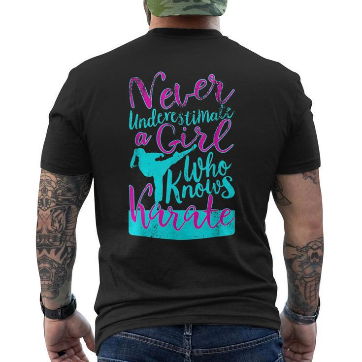 Never Underestimate A Girl Who Knows Karate Gift For Girls Karate Funny Gifts Mens Back Print T-shirt