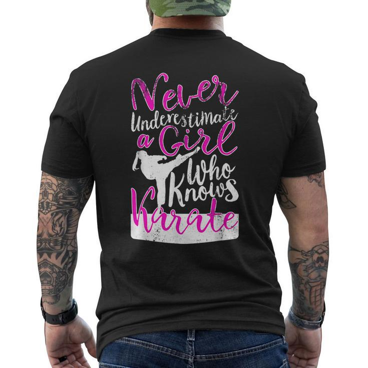 Never Underestimate A Girl Who Knows Karate Gift For Girls Mens Back Print T-shirt