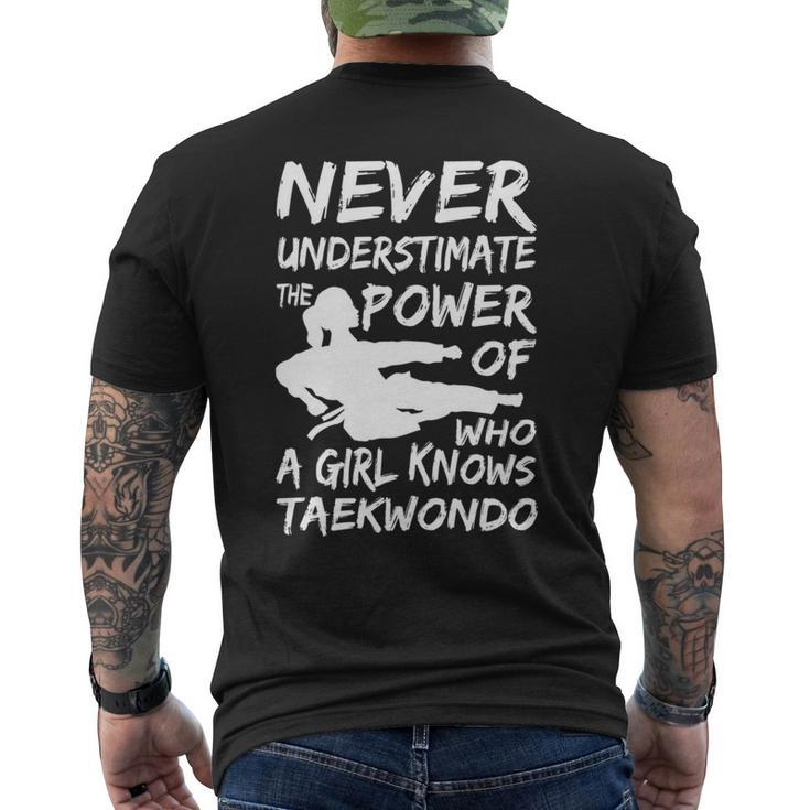 Never Underestimate A Girl Who Knows Taekwondo Funny Gift Mens Back Print T-shirt