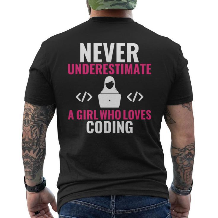 Never Underestimate A Girl Who Loves Coding Software Mens Back Print T-shirt
