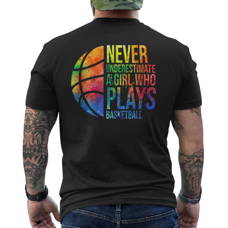 Never Underestimate A Girl Who Play Basketball Funny Gift Basketball Funny Gifts Mens Back Print T-shirt
