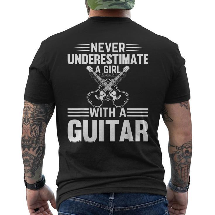 Never Underestimate A Girl With A Guitar Player Girl Mens Back Print T-shirt