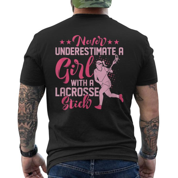 Never Underestimate A Girl With A Lacrosse Stick Ball Lacrosse Funny Gifts Mens Back Print T-shirt