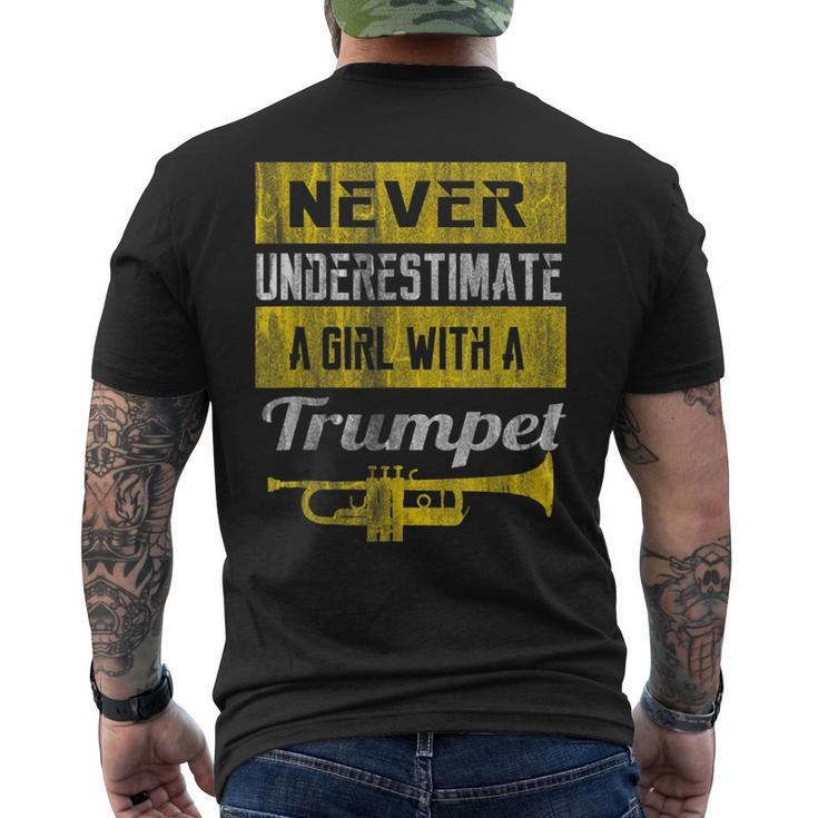 Never Underestimate A Girl With A Trumpe Mens Back Print T-shirt