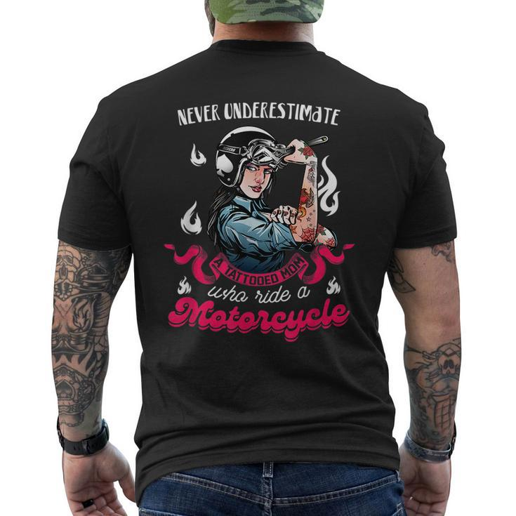 Never Underestimate A Tattooed Girl Motorcycle Biker Biker Funny Gifts Mens Back Print T-shirt