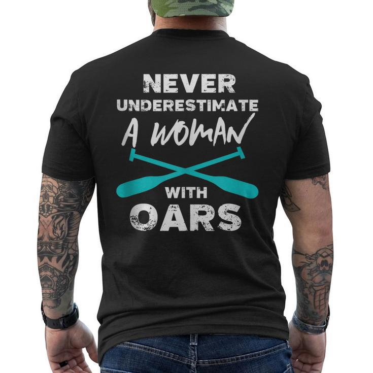 Never Underestimate A Woman With Oars Rowing Kayaking Crew Mens Back Print T-shirt