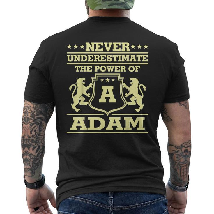 Never Underestimate Adam Personalized Name Mens Back Print T-shirt