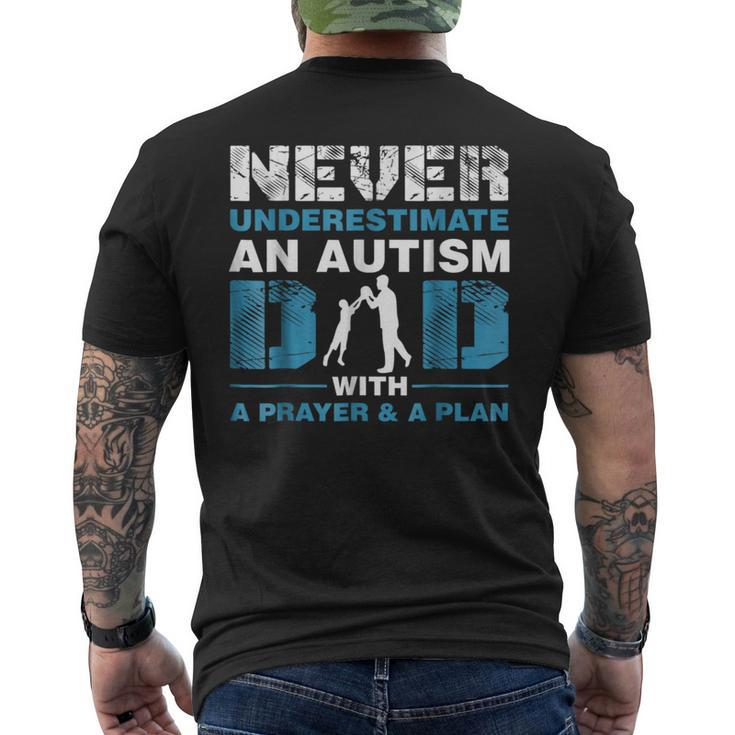 Never Underestimate An Autism Dad With A Prayer Funny Gifts For Dad Mens Back Print T-shirt