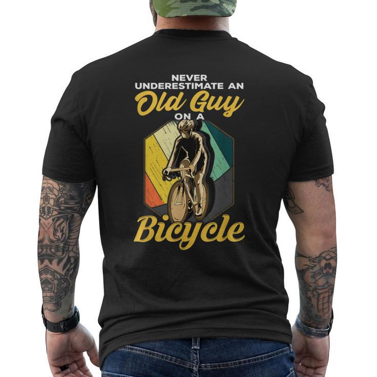 Never Underestimate An Old Guy On A Bicycle Cycling Gift For Mens Mens Back Print T-shirt