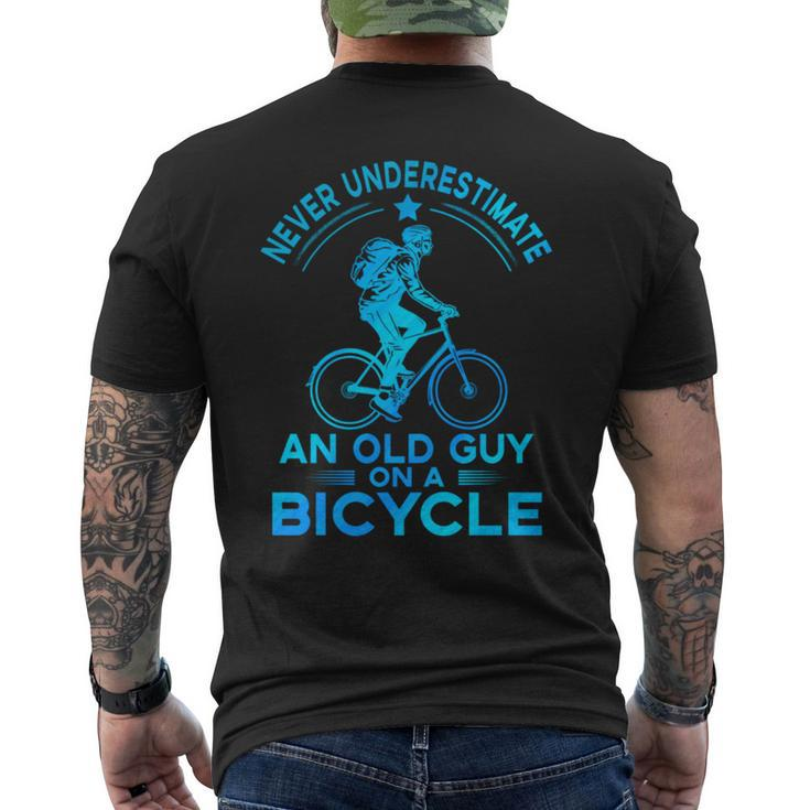 Never Underestimate An Old Guy On A Bicycle Nice Cycling Mens Back Print T-shirt