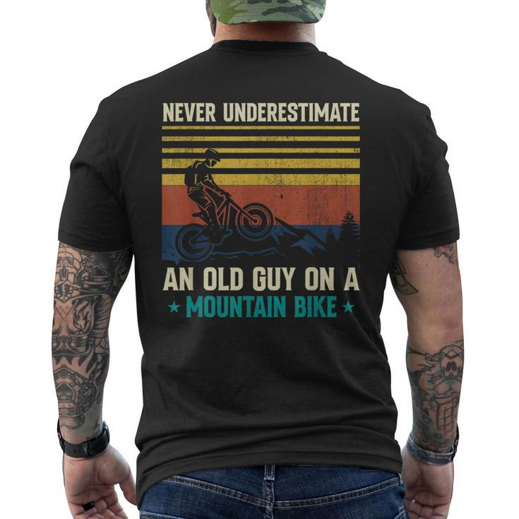 Never Underestimate An Old Guy On A Mountain Bike Mtb Mens Back Print T-shirt