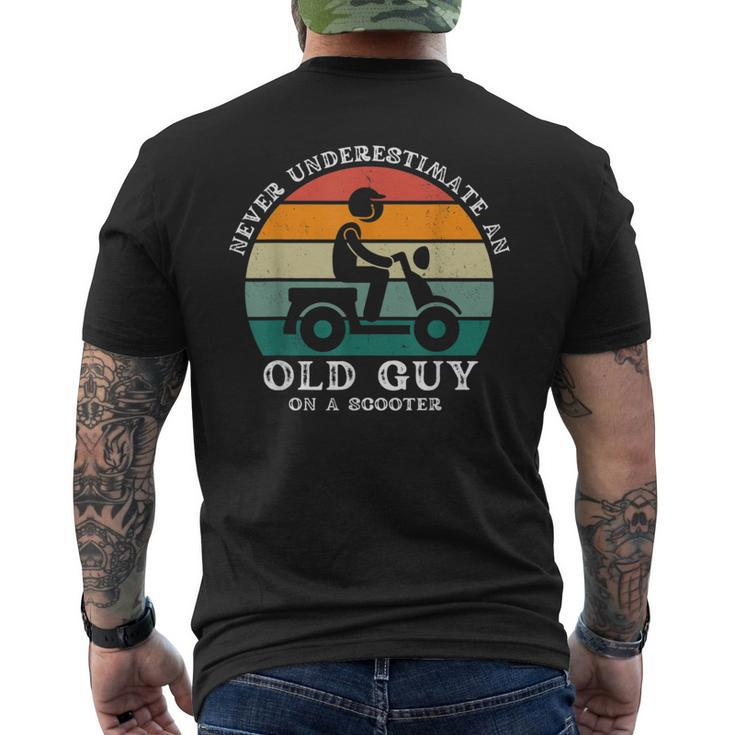 Never Underestimate An Old Guy On A Scooter Funny Father Mens Back Print T-shirt