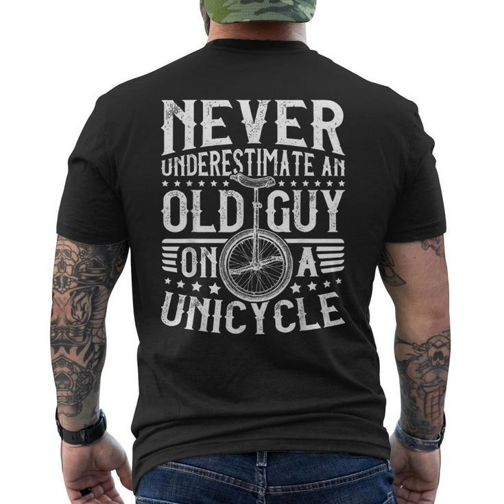 Never Underestimate An Old Guy On A Unicycle Mens Back Print T-shirt