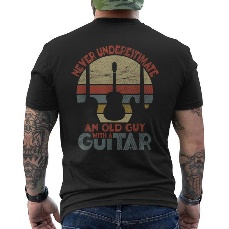 Never Underestimate An Old Guy With A Guitar Funny Guitar Gift For Mens Mens Back Print T-shirt