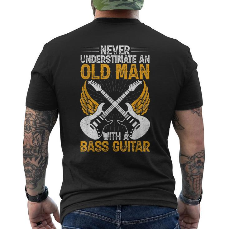 Never Underestimate An Old Man Bass Guitar Player Bassist Mens Back Print T-shirt