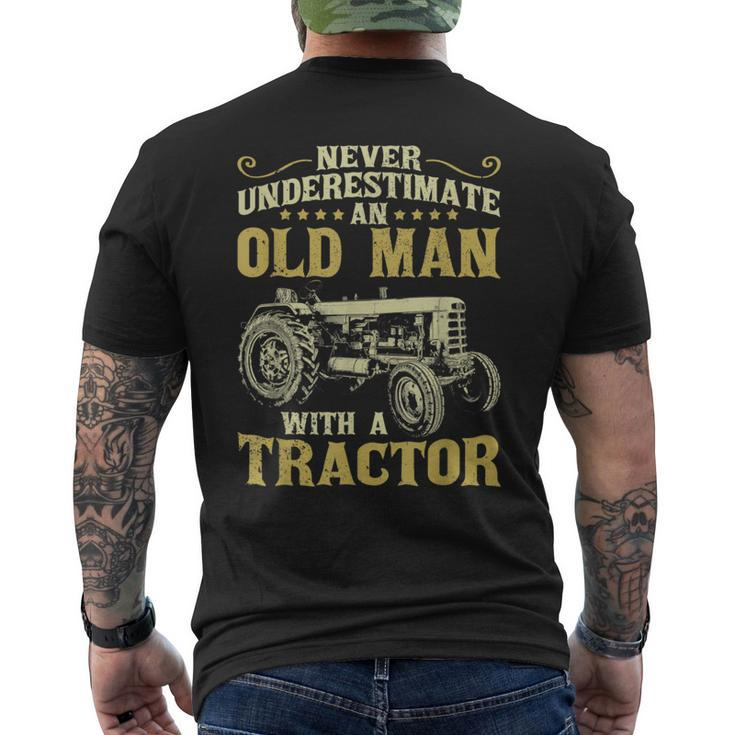 Never Underestimate An Old Man Funny Tractor Farmer Dad Gift For Mens Mens Back Print T-shirt