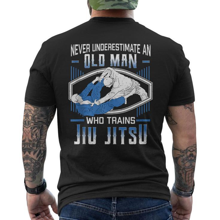 Never Underestimate An Old Man Jiu Jitsu Martial Arts Old Man Funny Gifts Mens Back Print T-shirt