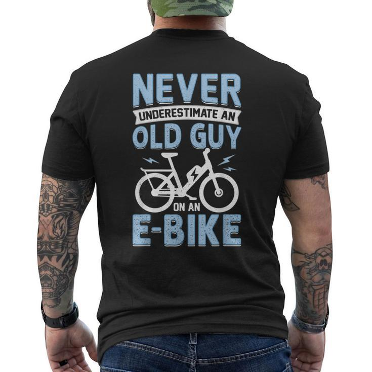 Never Underestimate An Old Man On An Ebike Electric Biking Mens Back Print T-shirt