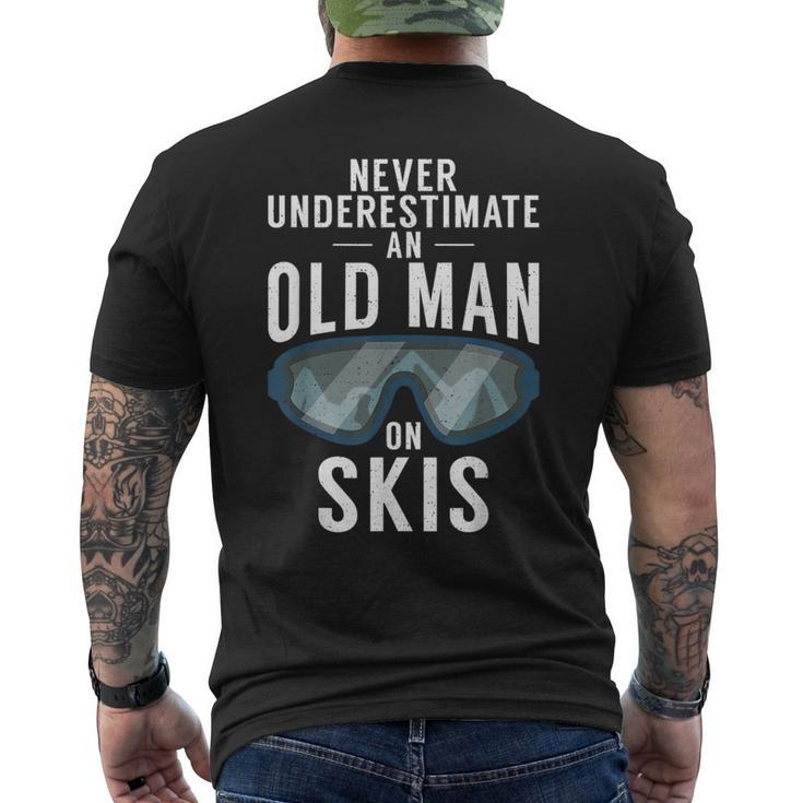 Never Underestimate An Old Man On Skis Winter Sport Skier Mens Back Print T-shirt