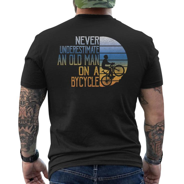 Never Underestimate An Old Man Road Bike Gift For Mens Mens Back Print T-shirt