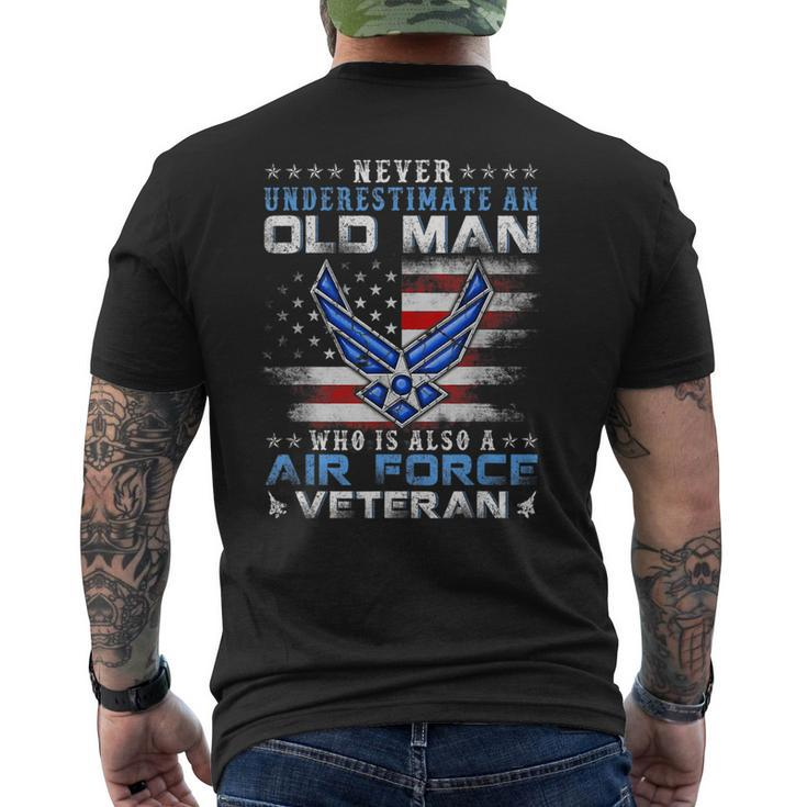 Never Underestimate An Old Man Us Air Force Veteran Vintage Mens Back Print T-shirt