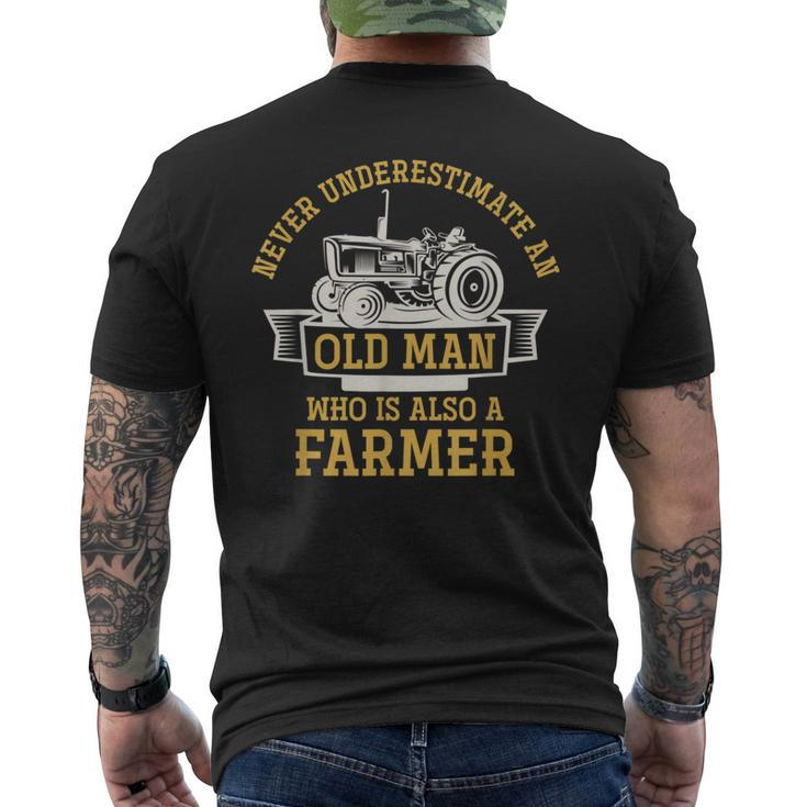Never Underestimate An Old Man Who Is Also A Farmer Mens Back Print T-shirt