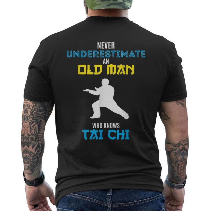 Never Underestimate An Old Man Who Knows Tai Chi Mens Back Print T-shirt