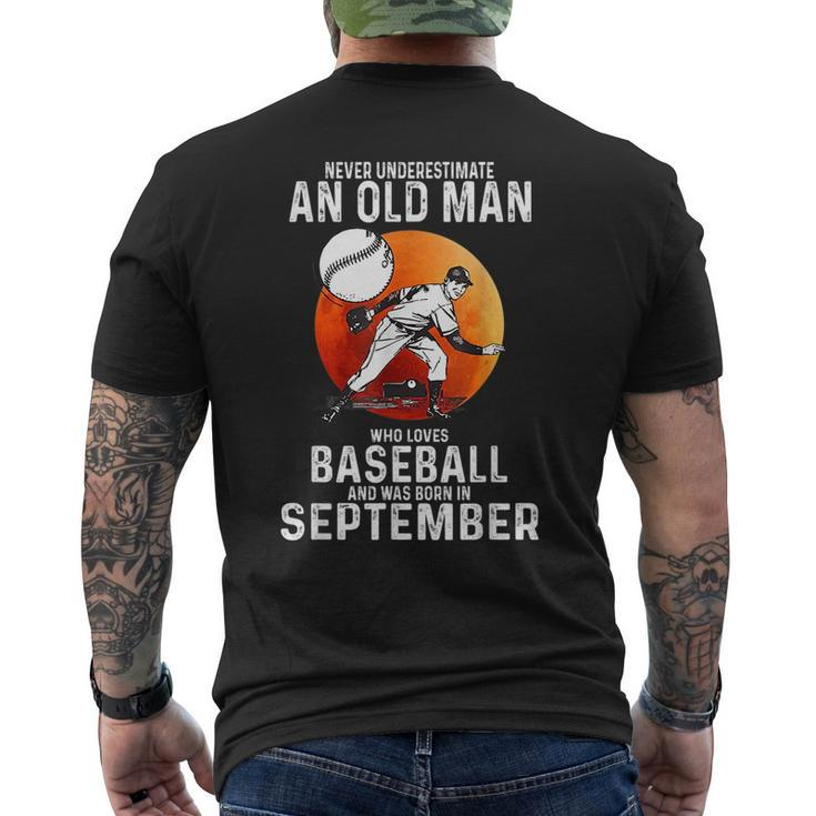 Never Underestimate An Old Man Who Loves Baseball September Mens Back Print T-shirt