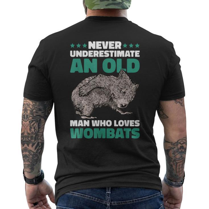 Never Underestimate An Old Man Who Loves Wombat Mens Back Print T-shirt