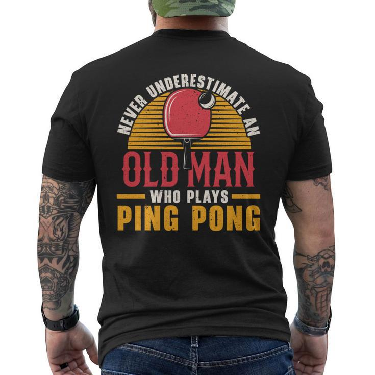 Never Underestimate An Old Man Who Plays Ping Pong Player Mens Back Print T-shirt