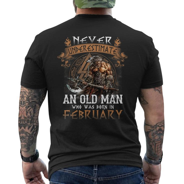 Never Underestimate An Old Man Who Was Born In February Mens Back Print T-shirt