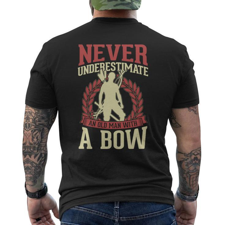 Never Underestimate An Old Man With A Bow Archery Dad Mens Back Print T-shirt