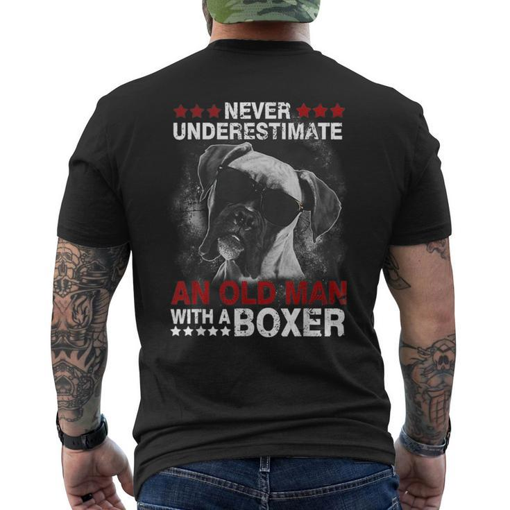 Never Underestimate An Old Man With A Boxer Mens Back Print T-shirt