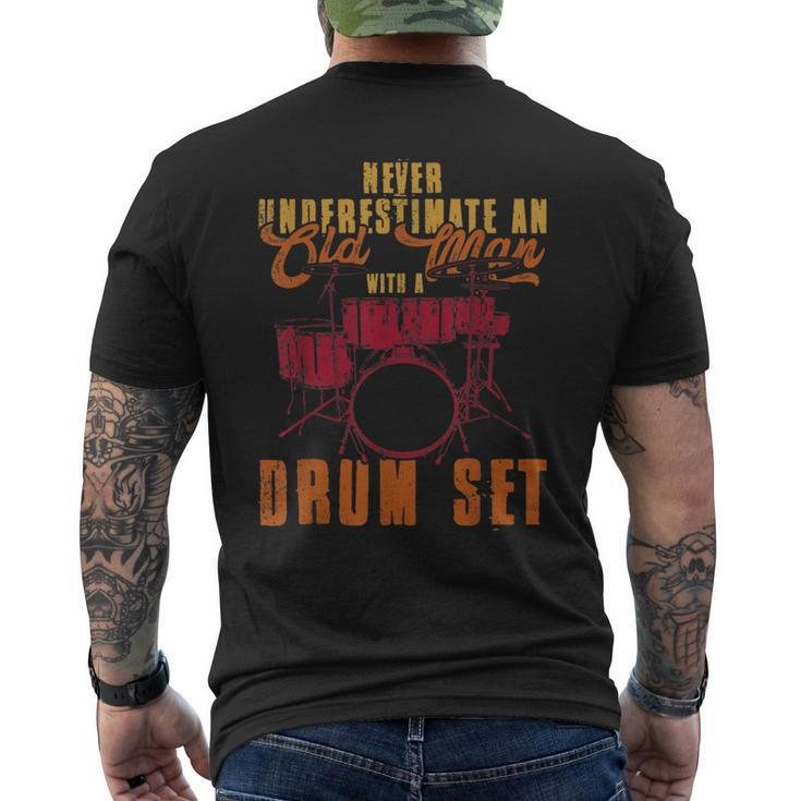 Never Underestimate An Old Man With A Drumset Drums Mens Back Print T-shirt