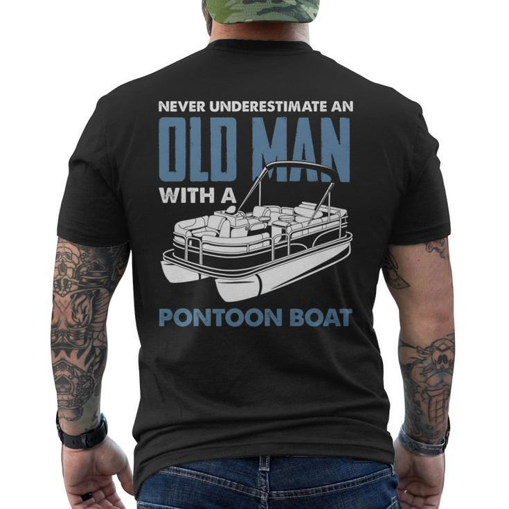 Never Underestimate An Old Man With A Pontoon Boat Captain Gift For Mens Mens Back Print T-shirt