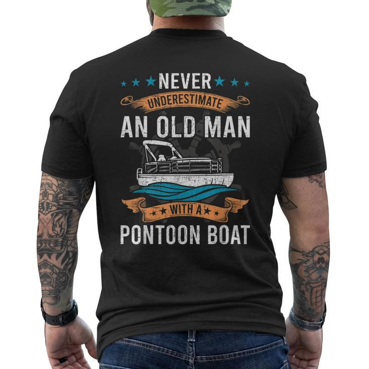 Never Underestimate An Old Man With A Pontoon Boat Gift Mens Back Print T-shirt