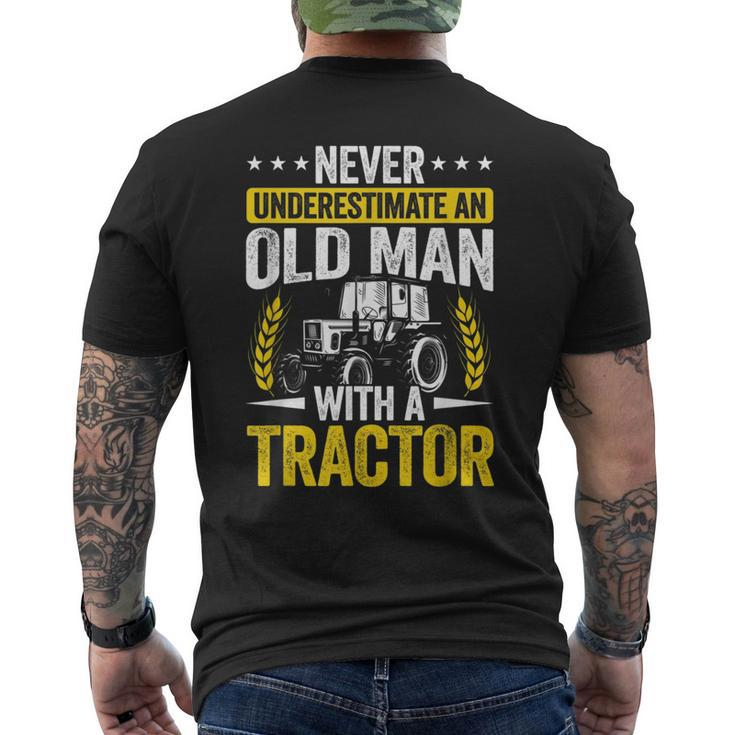 Never Underestimate An Old Man With A Tractor Farmer Field Gift For Mens Mens Back Print T-shirt