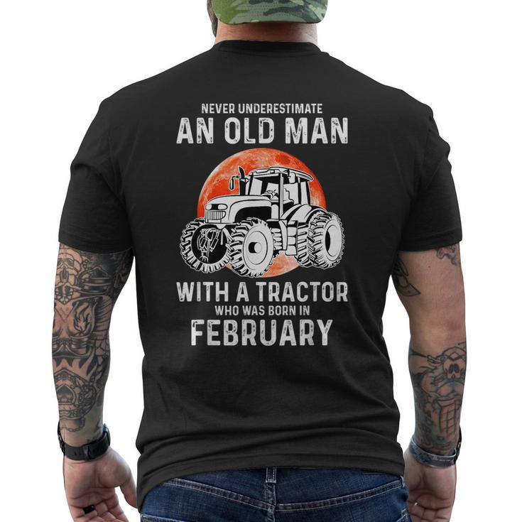 Never Underestimate An Old Man With A Tractor February Mens Back Print T-shirt