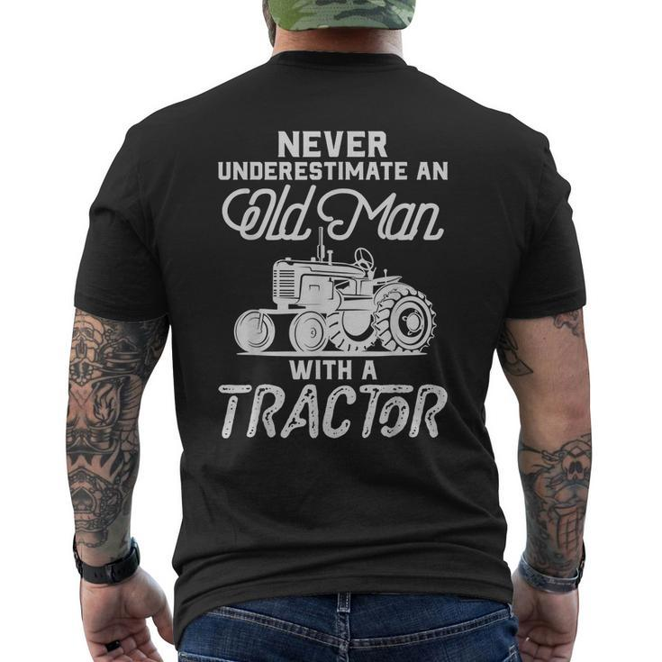 Never Underestimate An Old Man With A Tractor Funny Gift For Mens Mens Back Print T-shirt