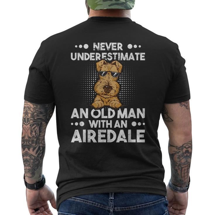 Never Underestimate An Old Man With An Airedale Terrier Gift For Mens Mens Back Print T-shirt